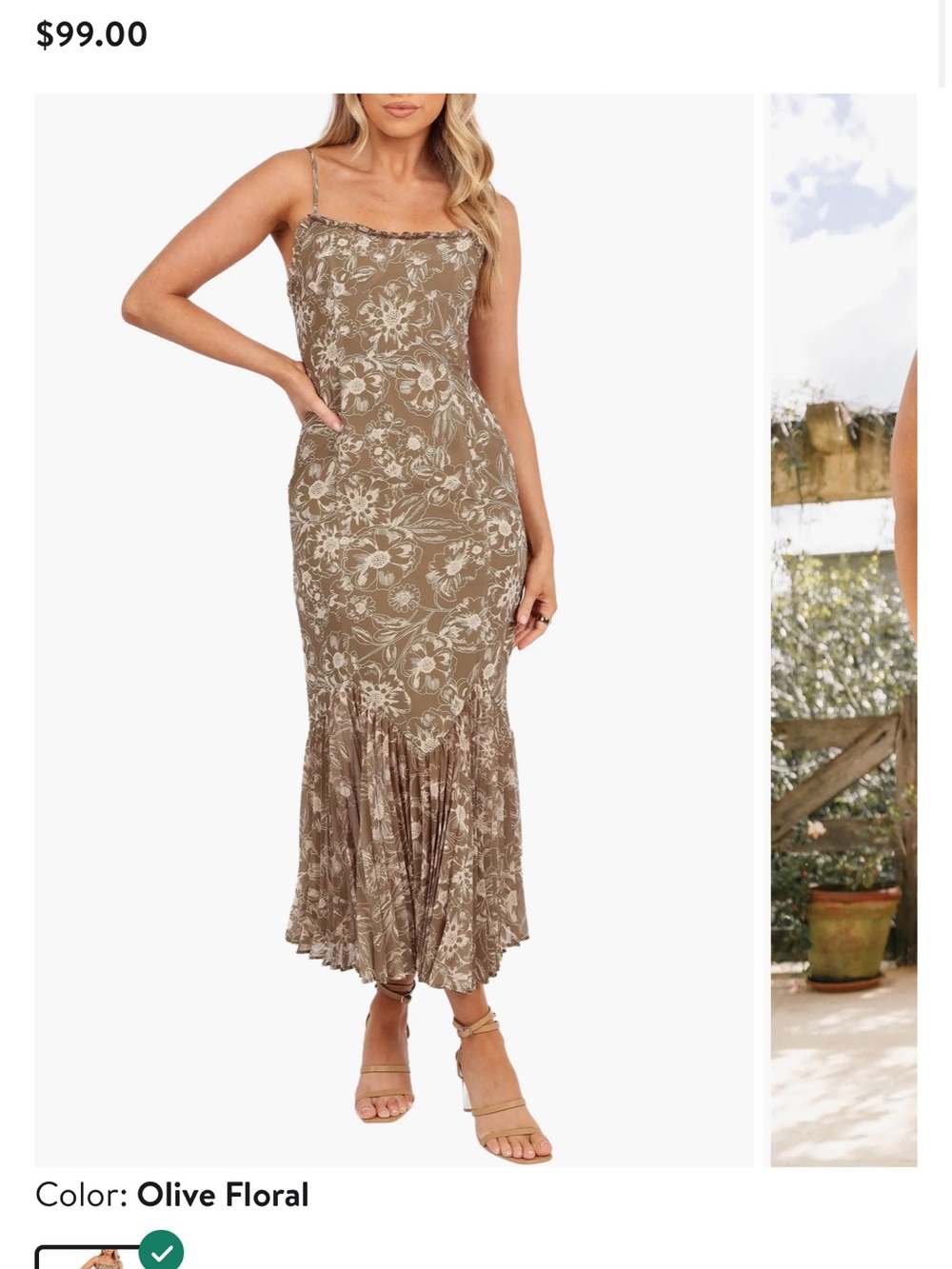Petal and pup midi dress olive green size XS